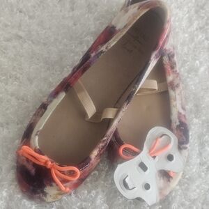 Zara Floral Kids Flats with Orange Bow